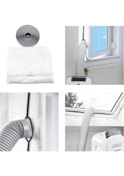 Beyaz + Gri Su Geçirmez Pu Kaplama 4m Mobil Klima Pencere Sızdırmazlık Şeridi Yumuşak Kumaş Sızdırmazlık Bölmesi (Yurt Dışından) modelleri