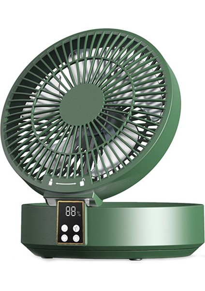 Uzaktan Kumanda Kablosuz Sirkülasyonlu Hava Soğutma Fanı LED Işık Katlanır Elektrikli Duvara Monte Fan Masaüstü Fanı Yeşil (Yurt Dışından)