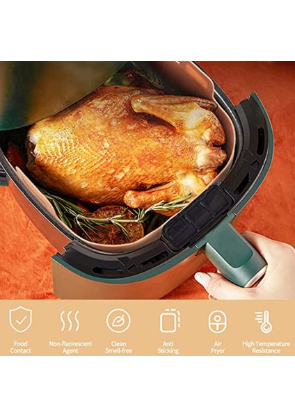 Yeniden Kullanılabilir Airfryer Silikon Sepet Fırın Pişirme Tepsisi Kızarmış Pizza Tavuk Sepeti Kolay Temizlenebilir Hava Fritöz Astarı Haki (Yurt Dışından)