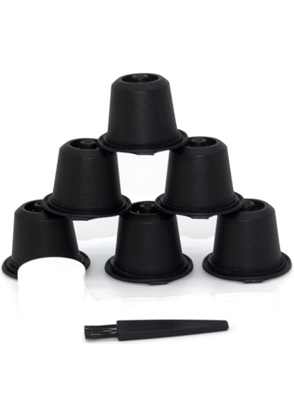 Nespresso Için 6 Adet Doldurulabilir Yeniden Kullanılabilir Kahve Kapsülü Kahve Filtreli Fincan Makinesi Kapsül Plastik Filtre, Siyah (Yurt Dışından)