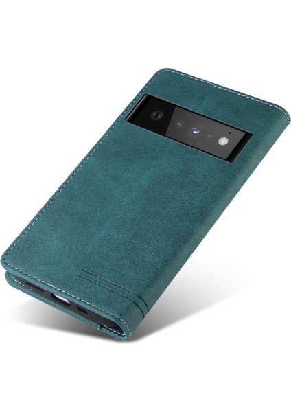 Google Pixel 6 Premium Deri Kickstand Premium Deri Iki Için Kılıf (Yurt Dışından)