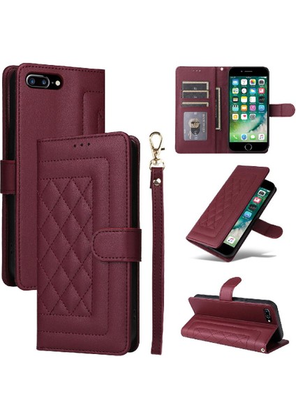 Apple iPhone 7 Için Flip Case Artı/8 Artı Deri Kılıf Cüzdan Kapak Kapak Basit (Yurt Dışından)