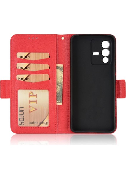 Vivo V23 5g Için Kılıf Manyetik Pu Deri Cüzdan Kart Yuvaları Tutucu Yan (Yurt Dışından) modelleri