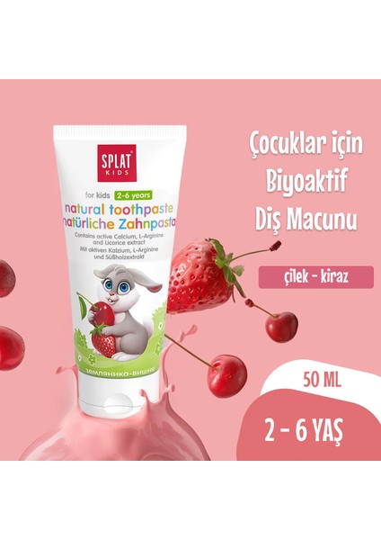 ​Splat Kids Natural Toothpaste Çilek-Kiraz 2-6 Yaş Diş Macunu 50ml