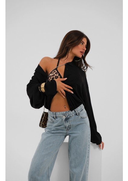 Asimetrik Kemer Paça Yırtmaçlı Mavi Jean fiyatları