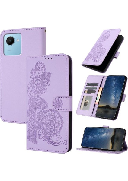 Kart Yuvası Standı Pu Deri Manyetik Kapatma ile Realme C30 Için Flip Case (Yurt Dışından)