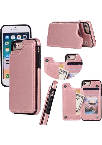 Cüzdan Kılıf Apple iPhone 7/8/kickstand Kickstand Kart Yuvaları Pu Deri Kart ile (Yurt Dışından)