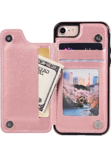 Cüzdan Kılıf Apple iPhone 7/8/kickstand Kickstand Kart Yuvaları Pu Deri Kart ile (Yurt Dışından)