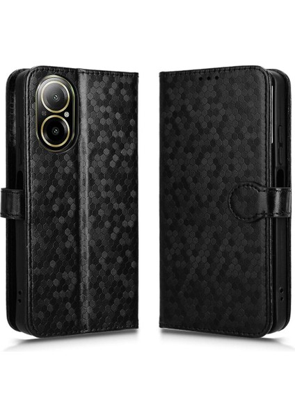 Realme C67 4g Deri Cüzdan Kapak Manyetik Toka Geometrik Için Kılıf (Yurt Dışından)