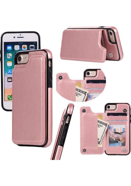 Cüzdan Kılıf Apple iPhone 6/6s Çift Manyetik Toka Pu Deri Kart Yuvaları (Yurt Dışından)