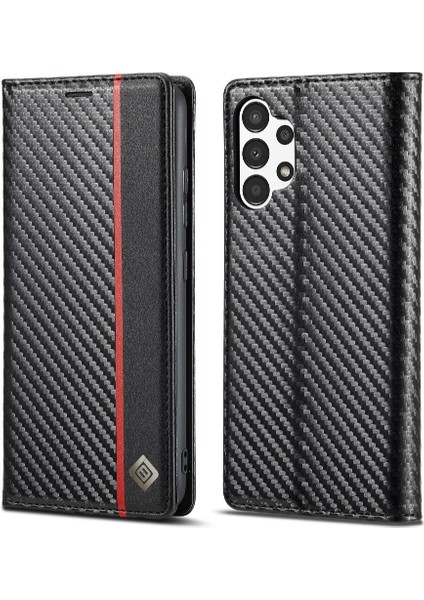 Samsung Galaxy A04S/A04 Manyetik Karbon Fiber Kart Tutucu ile Kılıf (Yurt Dışından)