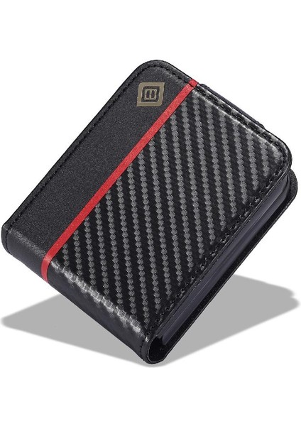 Samsung Galaxy Z Flip5 Tam Koruma Deri Folio Flip Case (Yurt Dışından)