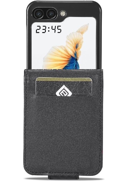Samsung Galaxy Z Flip5 Tam Koruma Deri Folio Flip Case (Yurt Dışından)