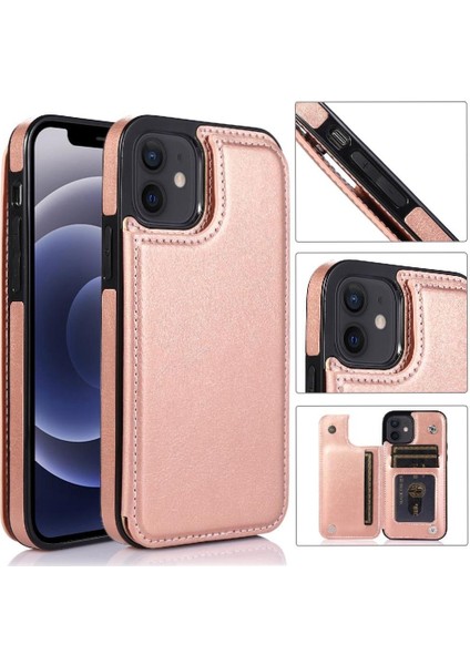 Kart Tutucu Çift Manyetik ile Apple iPhone 12 Mini Kickstand Için Cüzdan Kılıf (Yurt Dışından)