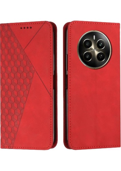 Realme 12 Yan Toka Darbeye Kapak Kapak Kart Ekleme Pu Için Kılıf (Yurt Dışından)