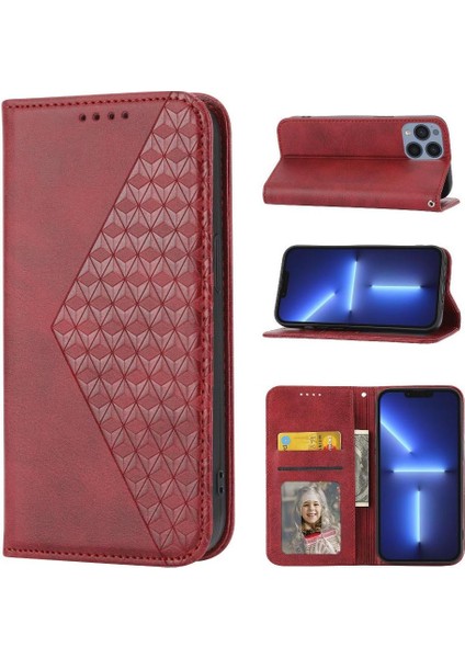Apple iPhone 13 Için Flip Case Mini Eşkenar Dörtgen Şekli Standı El Kayışı Cüzdan Günlük (Yurt Dışından)