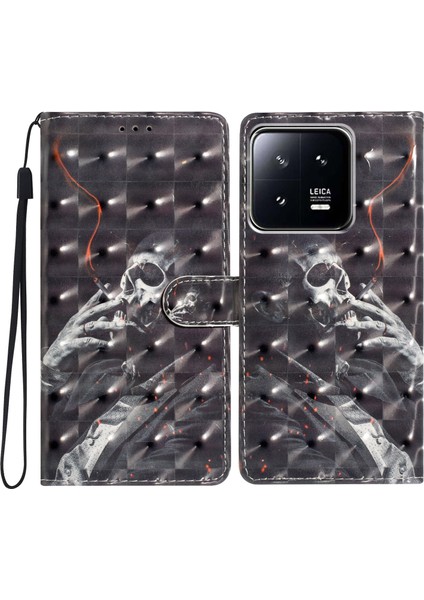 Xiaomi 13 Pro 5g Case Pu Deri 3D Desen Cüzdan Manyetik Telefon Kapak Iskelet (Yurt Dışından)