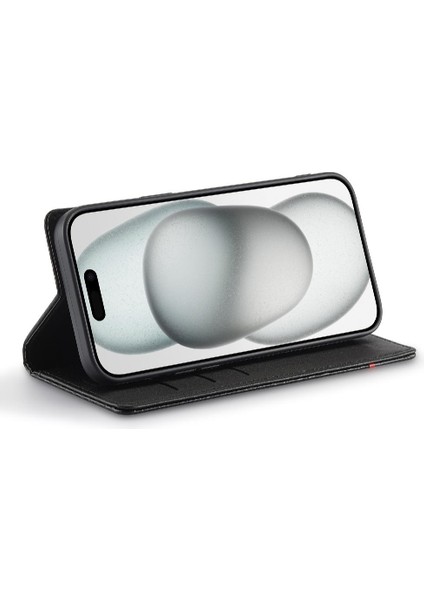 Apple iPhone 15 Için Kılıf Deri Folio Flip Case Manyetik Karbon Fiber ile (Yurt Dışından) fırsatları
