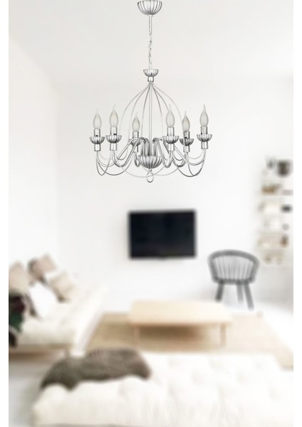 Aydınlatma Calista 6 Lı Kasa Siyah Gümüş Patine Avize