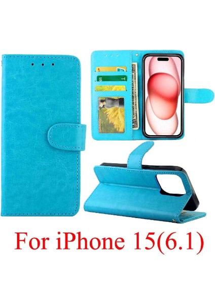 Apple iPhone 15 Için Flip Case Manyetik Kapatma Kickstand Pu Deri Kart Tutucu (Yurt Dışından) fırsatları