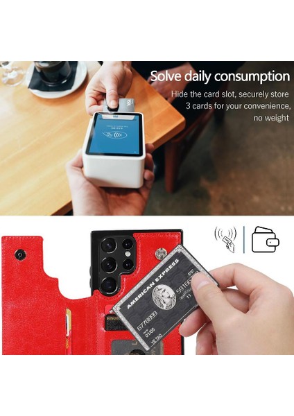 Samsung Galaxy S22 Ultra Çift Manyetik Toka Kickstand Için Cüzdan Kılıf (Yurt Dışından) fırsatları