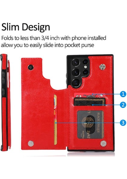 Samsung Galaxy S22 Ultra Çift Manyetik Toka Kickstand Için Cüzdan Kılıf (Yurt Dışından) indirimleri