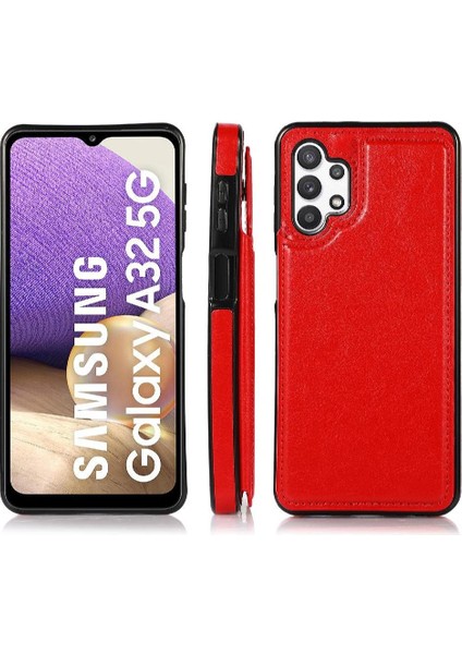 Kart Pu ile Samsung Galaxy A32 5g Çift Manyetik Toka Için Cüzdan Kılıf (Yurt Dışından)