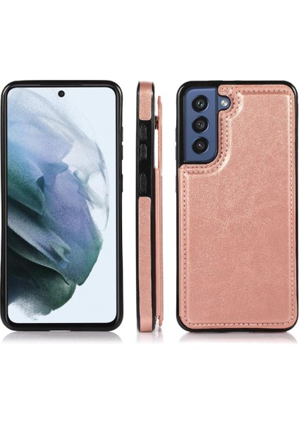 Samsung Galaxy S21 Fe Kart Yuvaları Için Cüzdan Durumda Çift Manyetik Toka Pu (Yurt Dışından)