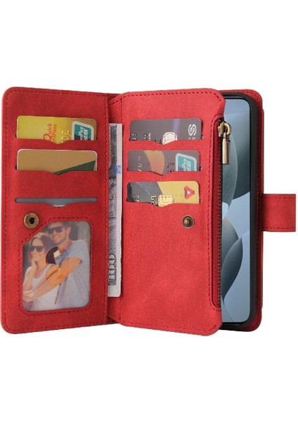 Cüzdan Telefon Kılıfı Için Xiaomi Redmi K70 Onbeş Kart Yuvaları Fermuar Poket Pu (Yurt Dışından) fırsatları