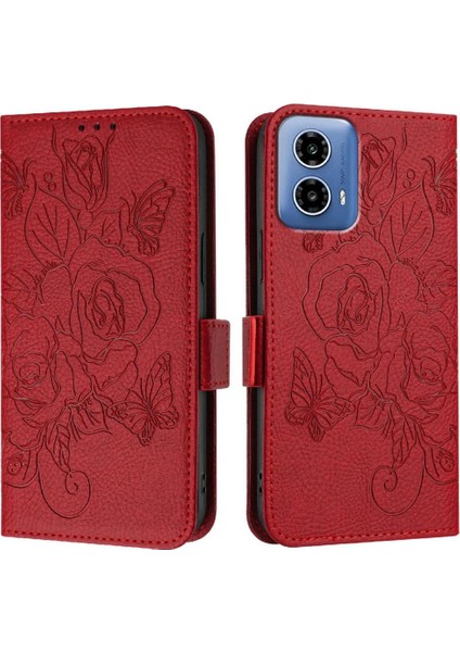 Kredi Kartı Yuvası Manyetik Cüzdan ile Motorola Moto G34 Pu Deri Kılıf (Yurt Dışından)