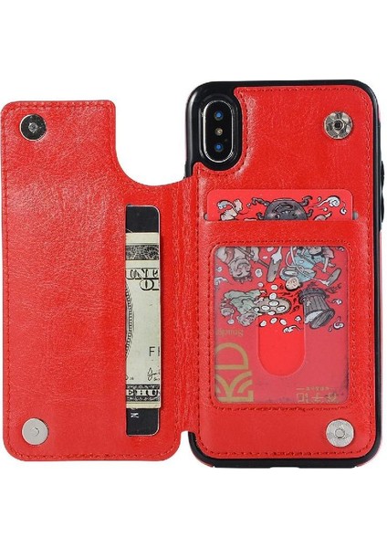 Cüzdan Kılıf Apple iPhone X/xs Kickstand Kart Yuvaları ile Pu Deri Kart (Yurt Dışından)