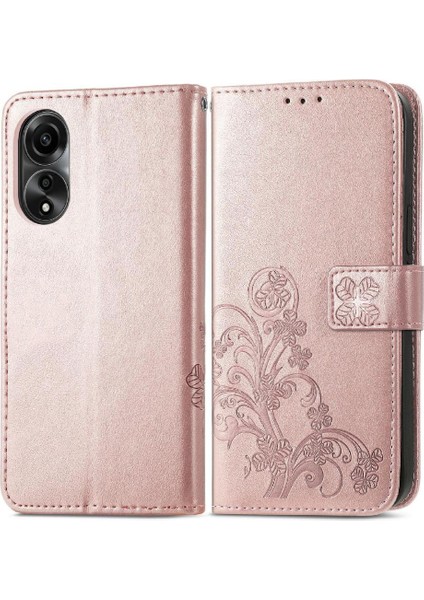 Oppo Için Kılıf A78 4g Kısa Kayış Zarif Iş Dört Yapraklı Yonca Flip (Yurt Dışından)