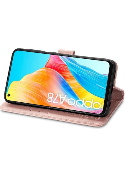 Oppo Için Kılıf A78 4g Kısa Kayış Zarif Iş Dört Yapraklı Yonca Flip (Yurt Dışından) modelleri