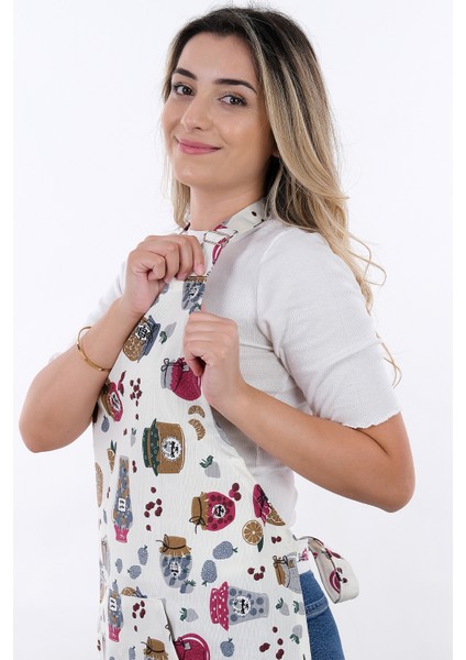Motif Ayarlanabilir Askılı Şef Önlüğü Chef Mutfak Önlüğü