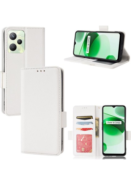Realme Narzo 50A Başbakan Yan Toka Manyetik Pu Deri Kart Yuvaları Için Kılıf (Yurt Dışından)