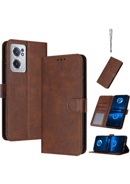 Kart Yuvası Saf Renk ile Toka ile Oneplus Nord Ce2 5g Için Flip Case (Yurt Dışından)