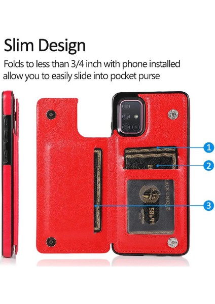 Kart Tutucu Kickstand Çift ile Samsung Galaxy A71 4g Için Cüzdan Kılıf (Yurt Dışından) indirimleri