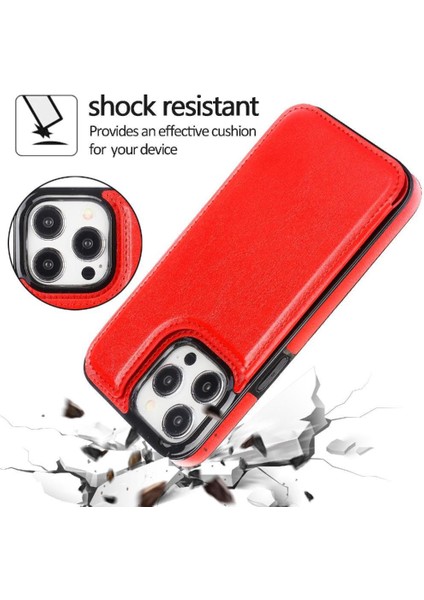 Cüzdan Kılıf Apple iPhone 15 Pro Max Kickstand Çift Manyetik Toka ile Pu (Yurt Dışından)