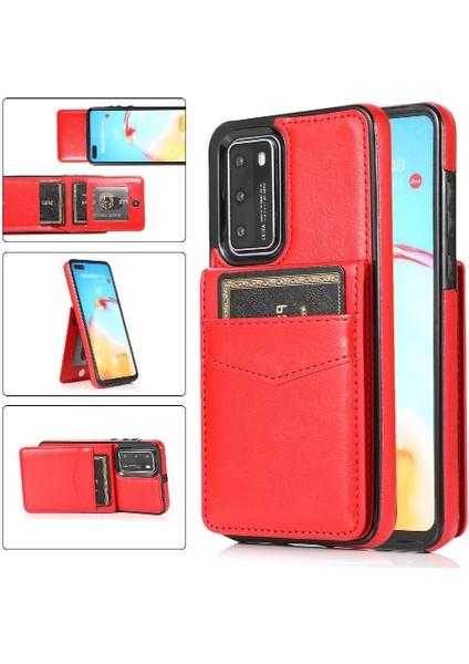 Huawei P40 Manyetik Toka Kickstand Vaka Cüzdan Kartı ile Uyumlu (Yurt Dışından)