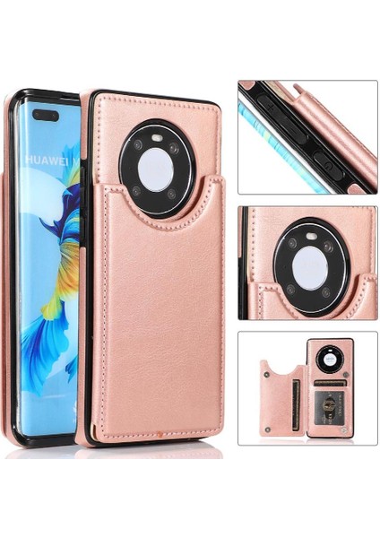 Kart Tutucu Kart Yuvaları ile Huawei Mate 40 Için Cüzdan Durumda Çift Manyetik (Yurt Dışından)