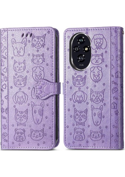 Onur Için Flip Case 200 Pro Kısa Kayış Deri Kılıf Darbeye Karikatür (Yurt Dışından)