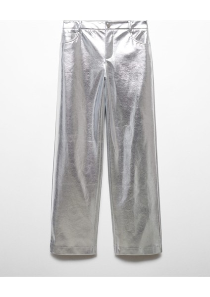 Metalik Deri Görünümlü Pantolon modelleri