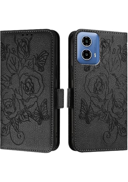 Kredi Kartı Yuvası Manyetik Cüzdan ile Motorola Moto G34 Pu Deri Kılıf (Yurt Dışından)