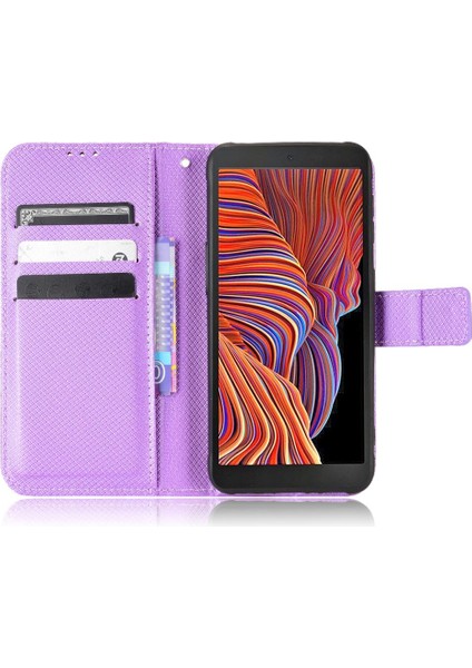 Samsung Galaxy Xcover 5 Kickstand Kart Tutucu Manyetik Cüzdan (Yurt Dışından)