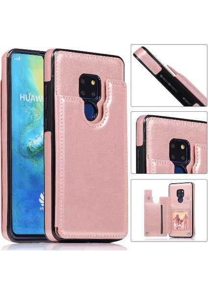 Cüzdan Kılıf Huawei Mate 20 Kart Yuvaları Için Kickstand Pu Deri Çift (Yurt Dışından)