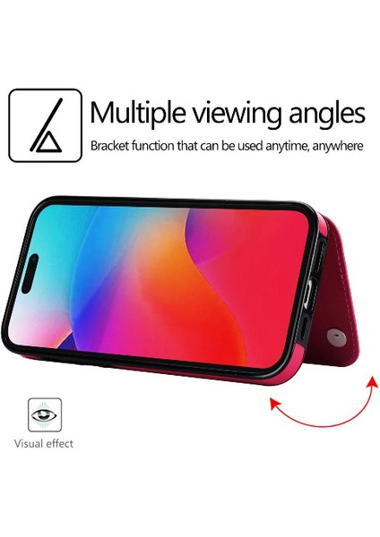 Apple iPhone 15 Için Cüzdan Durumda Artı Kart Yuvaları Kickstand Çift Manyetik Toka (Yurt Dışından)