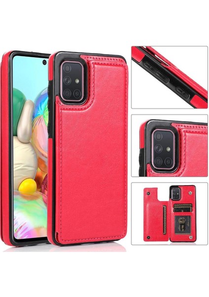 Kart Tutucu Kickstand Çift ile Samsung Galaxy A71 4g Için Cüzdan Kılıf (Yurt Dışından)