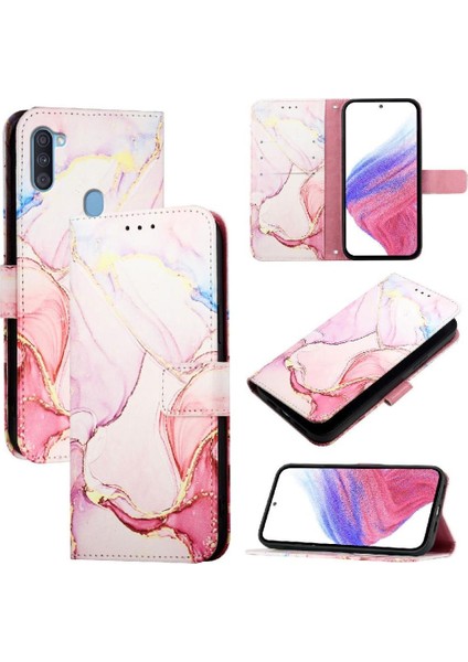 Samsung Galaxy A11 Cüzdan Pu Deri Mermer Desen Kickstand Için Kılıf (Yurt Dışından)