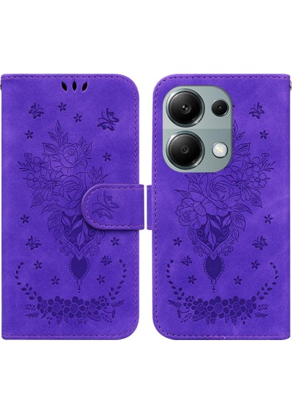 Xiaomi Redmi Not 13 Pro 4g Kabartma Gül Çiçekler Cüzdan Kılıf Kartı (Yurt Dışından)