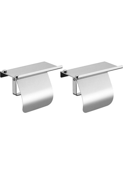 2x Modern Paslanmaz Çelik Duvara Monte Tuvalet Kağıdı Tutucu Telefon Raf Rulo Kağıt Tutucu Banyo Armatür Banyo (Yurt Dışından)